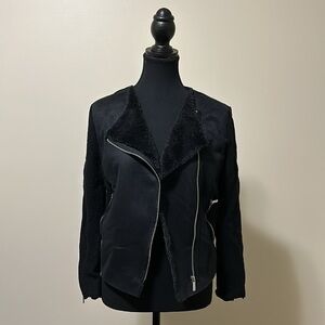 Black TAPE Black Zip Up Wool Blazer Jacket